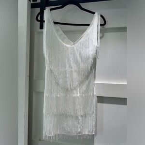 White fringe with sparkle dots fun dress